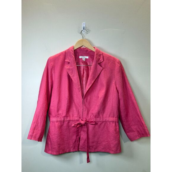 JM Collection Linen Jacket Women's Size 8 Pink Drawstring Lightweight Casual - Picture 1 of 3